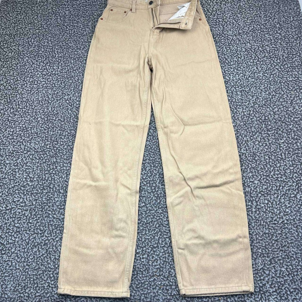 Motel Denim Jeans Women Small Tan High Waisted Wide Leg 100% Cotton S